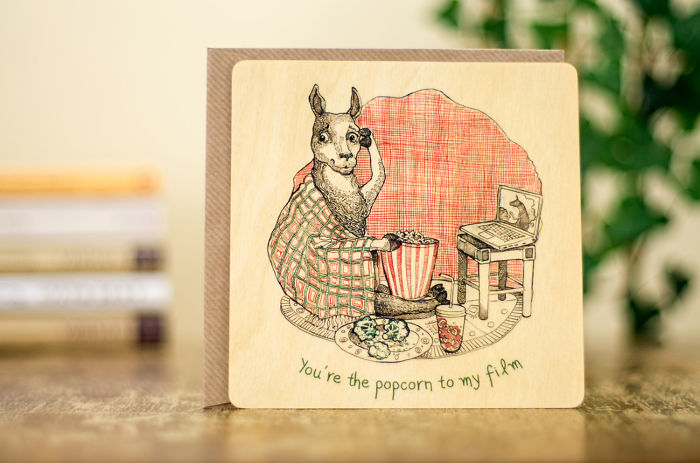 Wood Card "popcorn To My Film"
