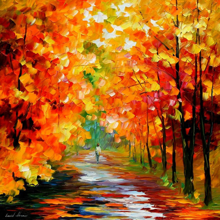 Gold Expanse — Palette Knife Contemporary Art Oil Painting On Canvas By Leonid Afremov