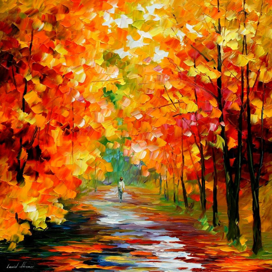 Gold Expanse — Palette Knife Contemporary Art Oil Painting On Canvas By Leonid Afremov
