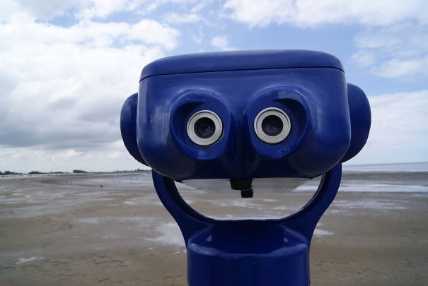 Happy Binoculars At The Beach
