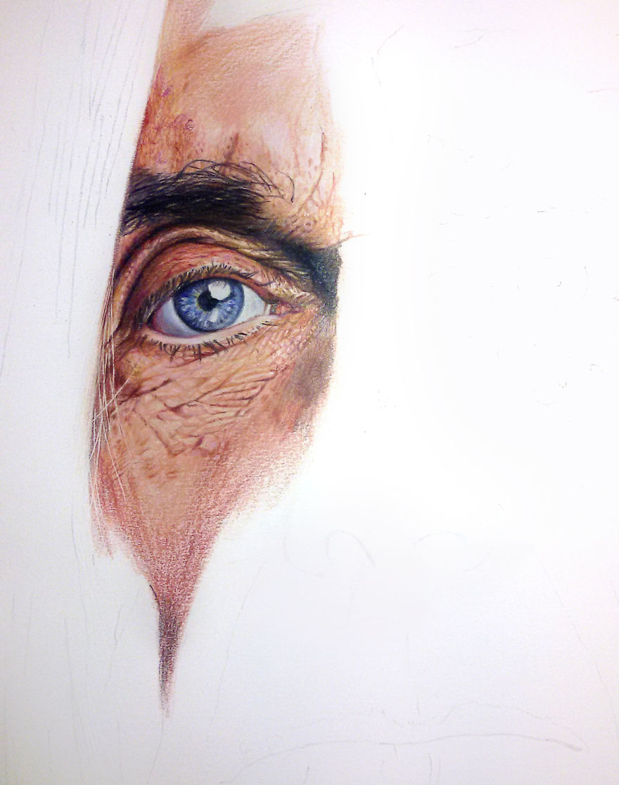 I Drew Iggy Pop Portrait With Color Pencils