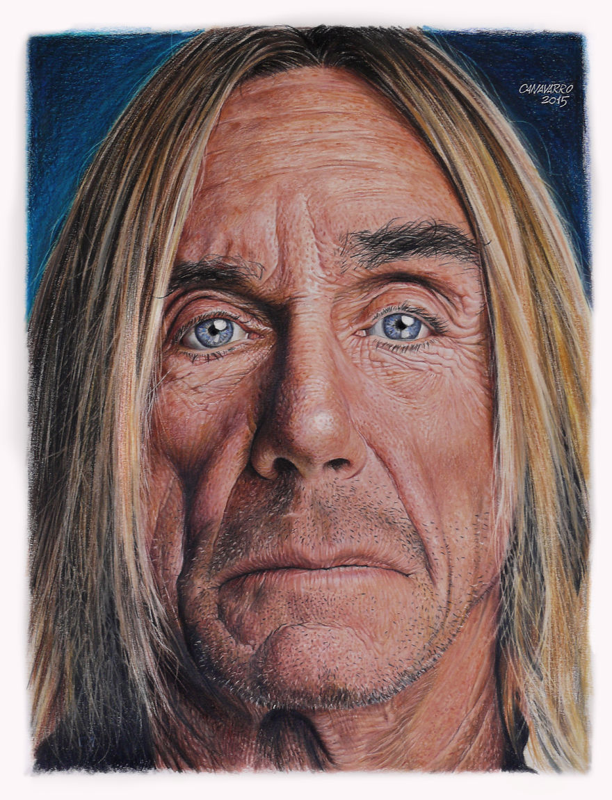 I Drew Iggy Pop Portrait With Color Pencils