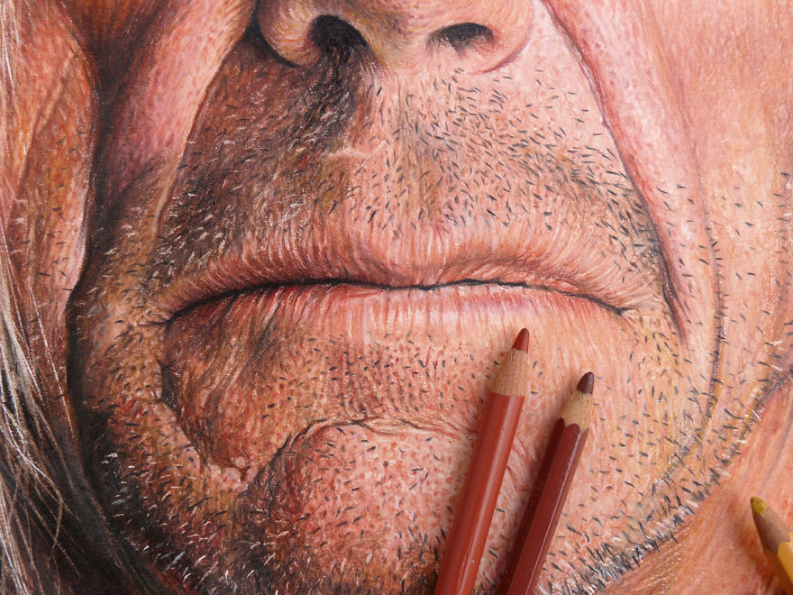 I Drew Iggy Pop Portrait With Color Pencils