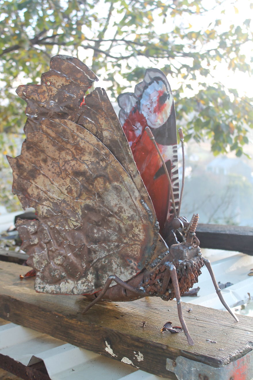Scrap Metal Peacock Butterfly