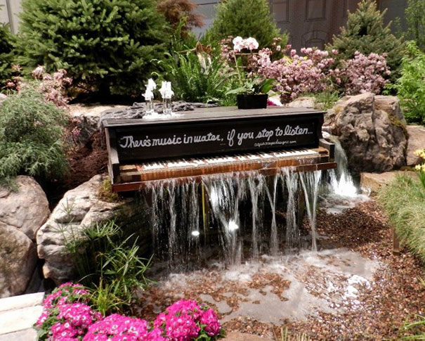Piano Turned Into A Waterfall