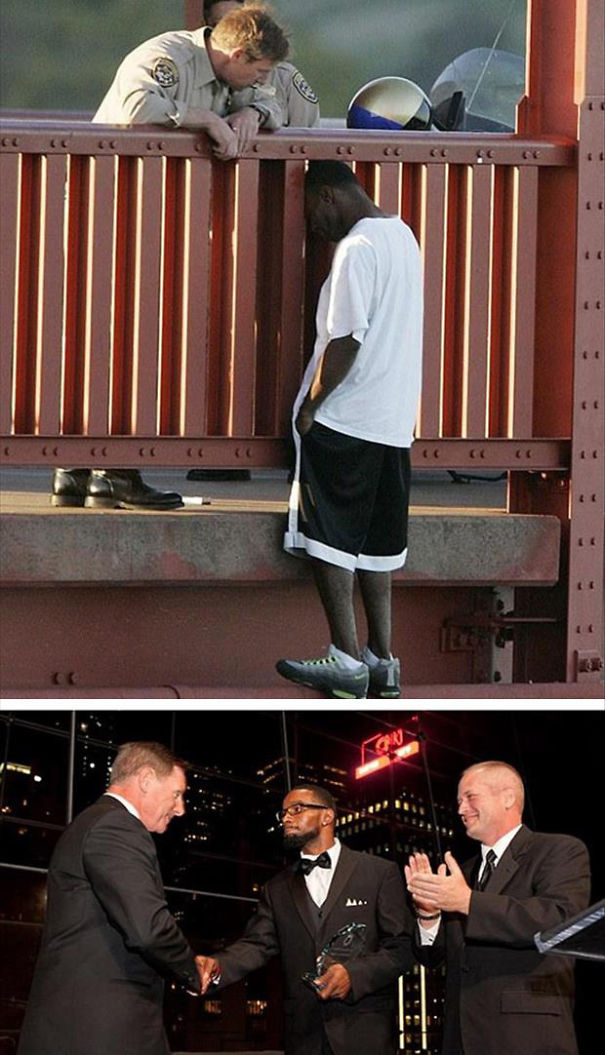 Officer Talks Man Out Of Committing Suicide. Eight Years Later, The Now-Father-Of-Two Gives the Officer An Award At The American Foundation Of Suicide