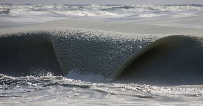 Freezing Ocean Waves In Nantucket Are Rolling In As Slush