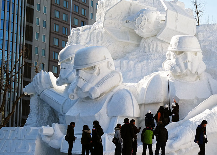 Japanese Army Uses 3,500 Tons Of Snow To Create Massive Star Wars Sculpture For Snow Festival