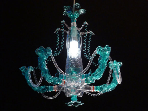 Plastic Bottles Turned Into A Chandelier