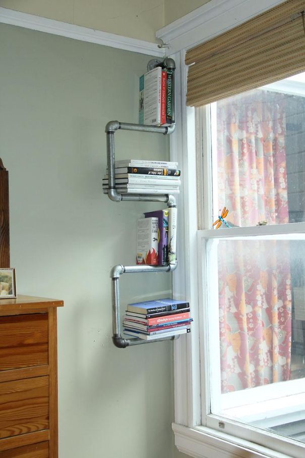Pipes Turned Into A Bookshelf