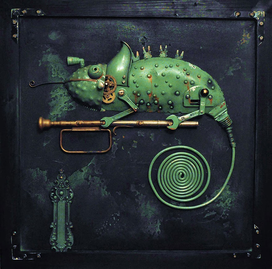 Chameleon Made Out Of Metal Parts