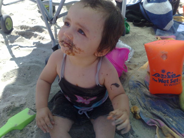 Yummy Chocolate Croissant... Taste So Much Better With Some Sand :)