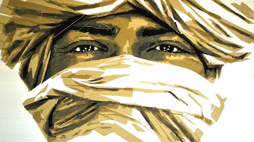 Artist Uses Packing Tape To Create Beautiful Portraits Of Moroccan People Artist Uses Packing Tape To Create Beautiful Portraits Of Moroccan People