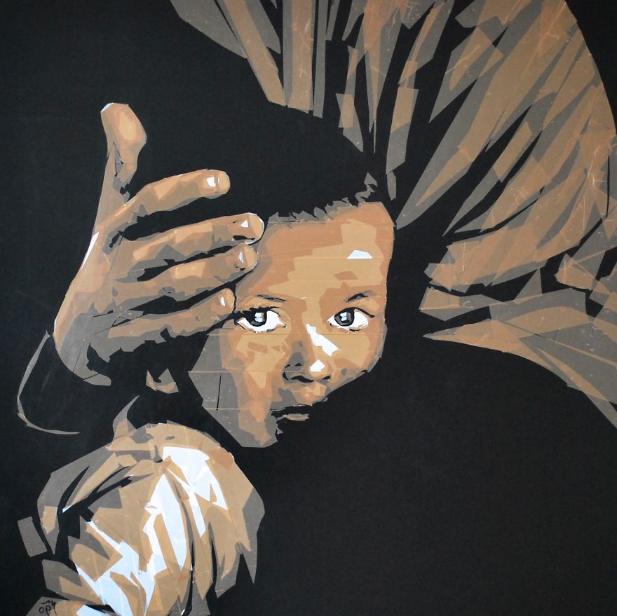 Artist Uses Packing Tape To Create Beautiful Portraits Of Moroccan People Artist Uses Packing Tape To Create Beautiful Portraits Of Moroccan People