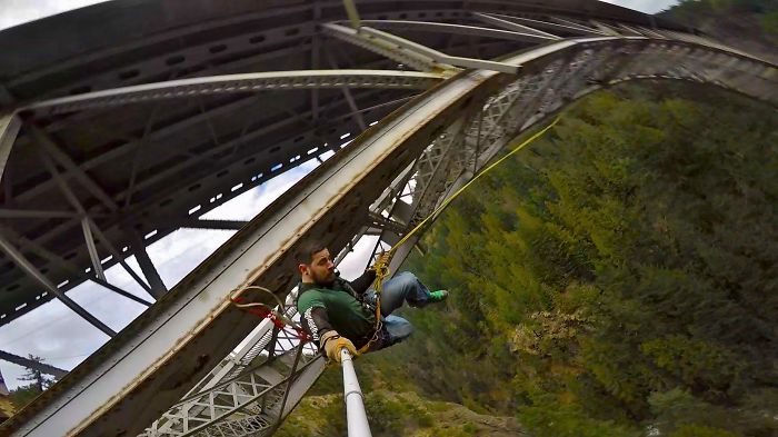 A Man Conquers His Fear Of Heights…. Then Falls Off A Bridge.
