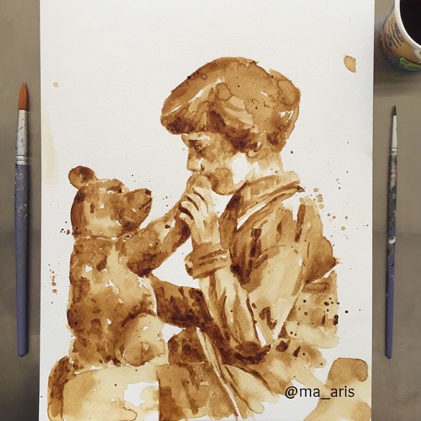 I Use Coffee To Draw Detailed Paintings Of My Favourite Characters I Use Coffee To Draw Detailed Paintings Of My Favourite Characters