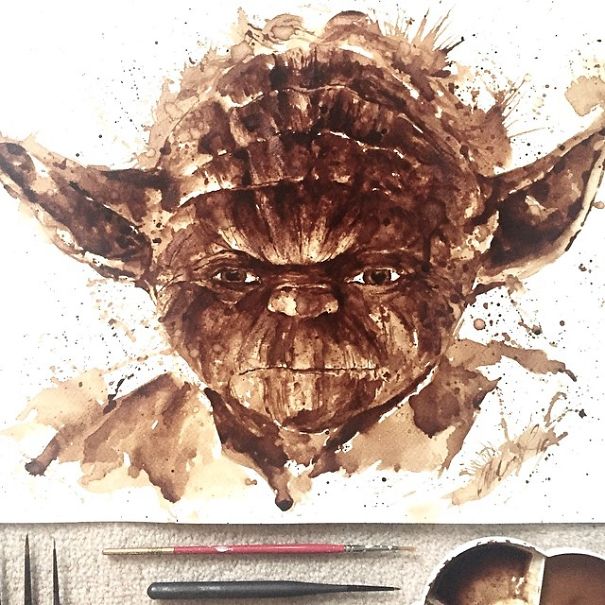 I Use Coffee To Draw Detailed Paintings Of My Favourite Characters I Use Coffee To Draw Detailed Paintings Of My Favourite Characters