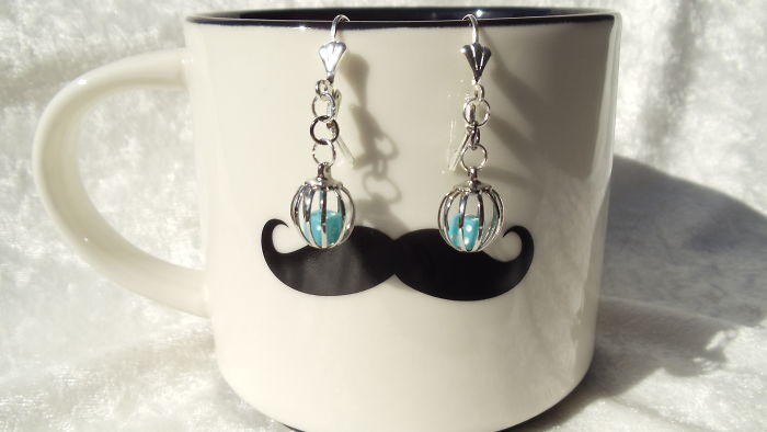 Sky Blue Captured Dice Earrings
