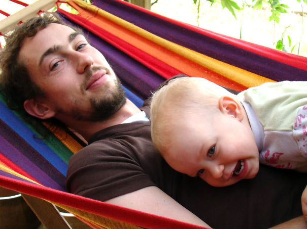 Dad And Daughter On A Hammoc