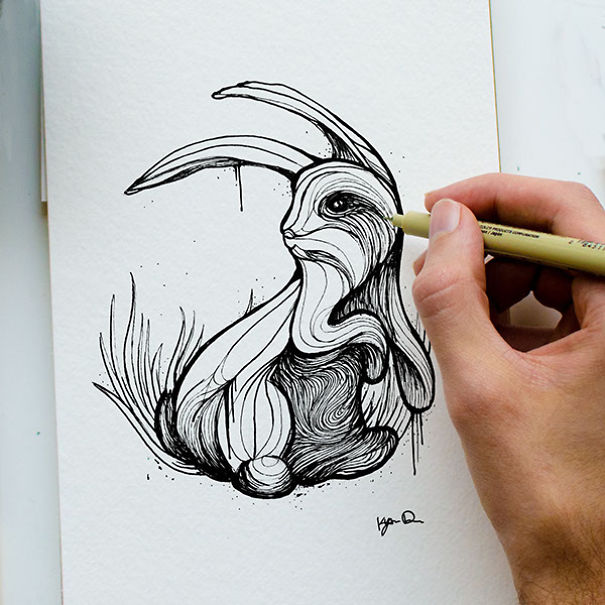 Hand drawing an animal illustration in black ink, focusing on creative animal letter A art for teaching the alphabet. Hand drawing an animal illustration in black ink, focusing on creative animal letter A art for teaching the alphabet.
