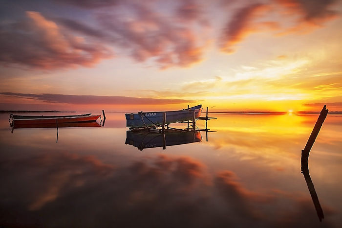 Boats At Sunset I Captured In France
