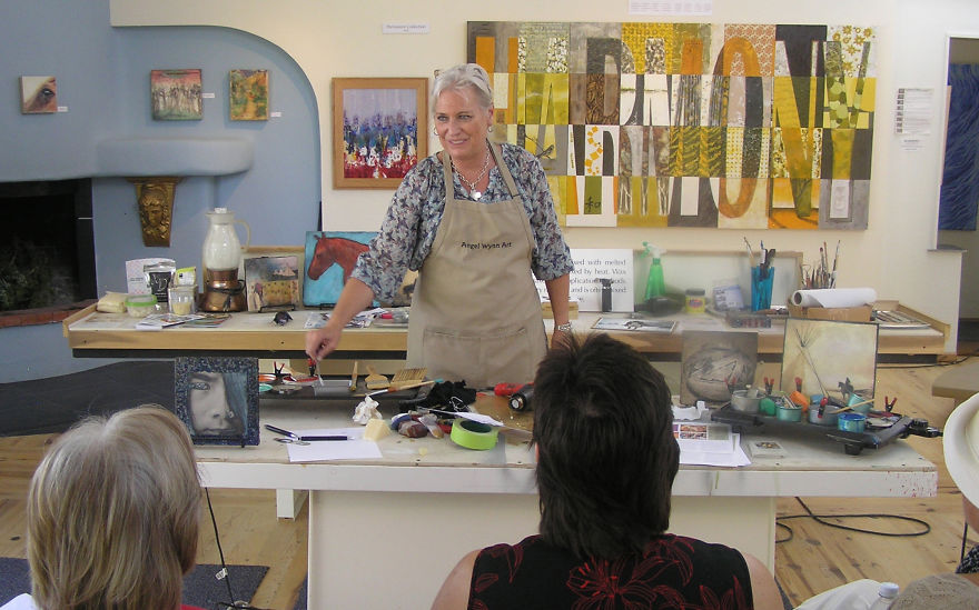 American Artist And Photographer Angel Wynn Gives Demonstration Inside Studio