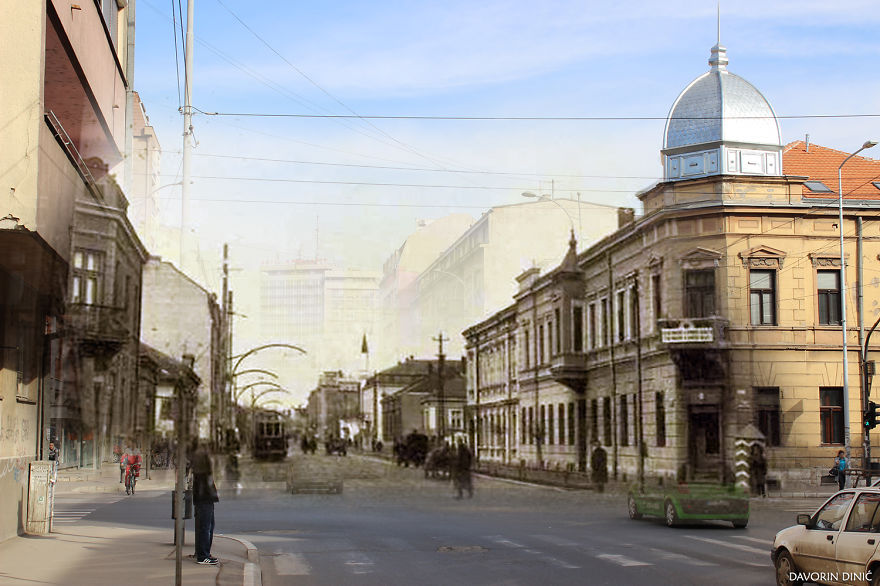I Combined Old And New Photos Of Serbian Streets To Bring History To Life