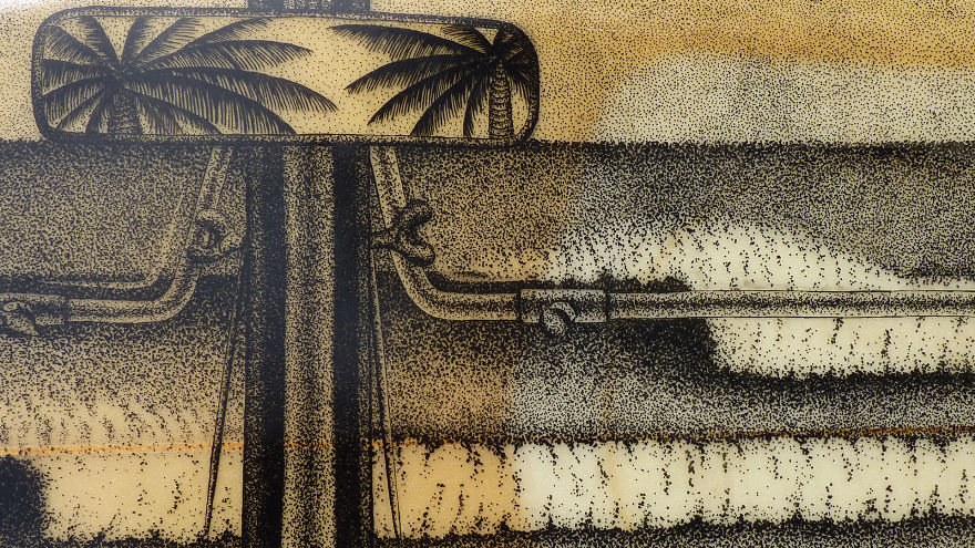 A Time Lapse Video Of Me Drawing On Old Surfboard