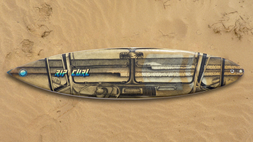 A Time Lapse Video Of Me Drawing On Old Surfboard