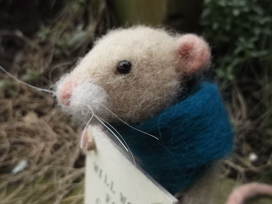 Needle Felted Homeless Mouse - Will Work For Cheese Needle Felted Homeless Mouse - Will Work For Cheese