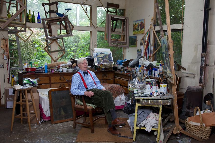 Nick Schlee, English Landscape Artist Photographed In His Studio In 2012