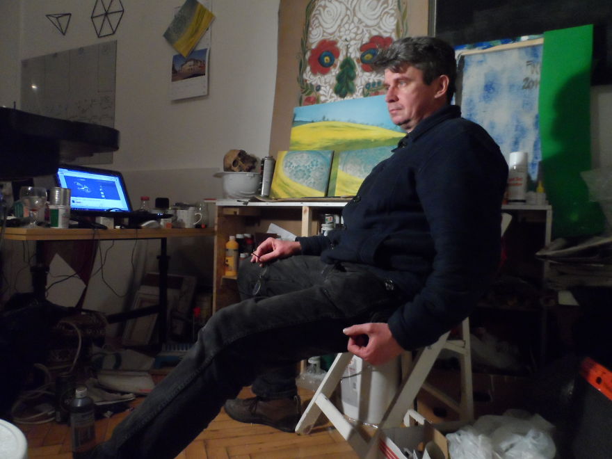 Fuchs Tamas In His Studio,in Budapest