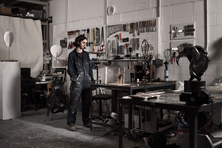 Briony Marshall In Her Studio During Pangolin London Residency