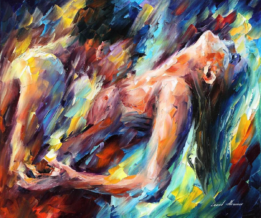 Passion &mdash; Palette Knife Modern Art Oil Painting On Canvas By Leonid Afremov
