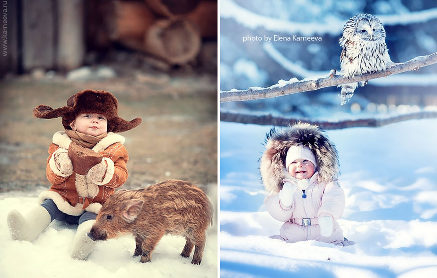 Children And Animals Cuddle In Adorable Photoshoots By Elena Karneeva