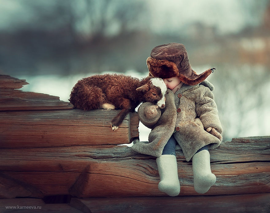 Children And Animals Cuddle In Adorable Photoshoots By Elena Karneeva