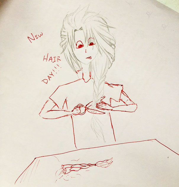 Teacher Finishes His Students' Drawings On Their Tests