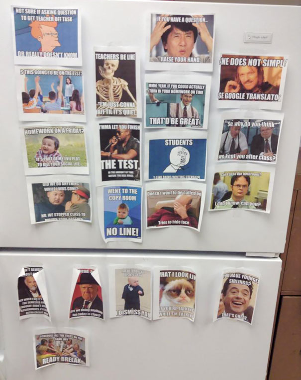 Meme Fridge At Teachers Lounge