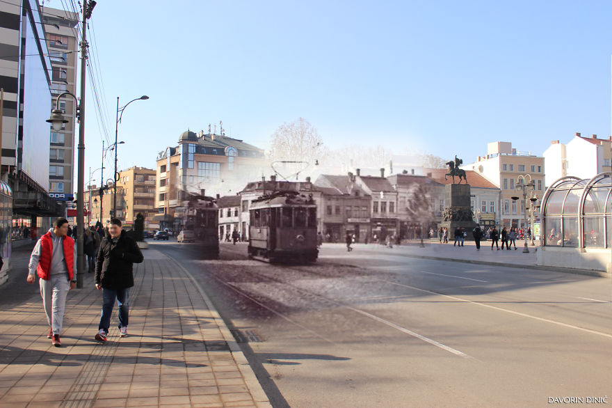 I Combined Old And New Photos Of Serbian Streets To Bring History To Life