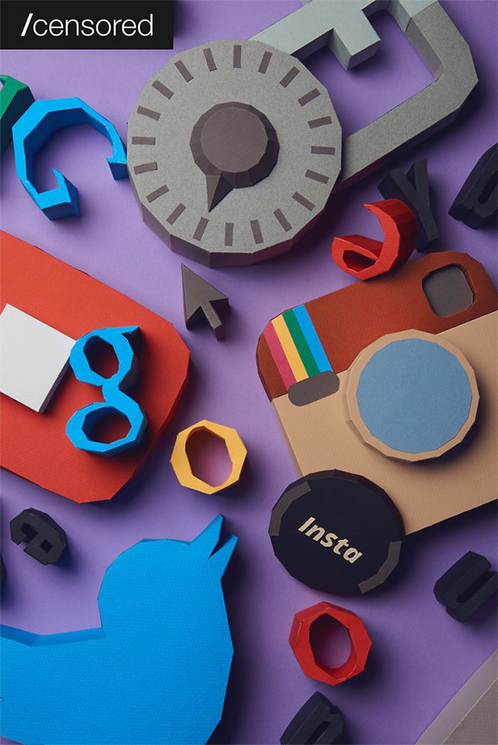 'Censored' Social Media Logos Made Of Paper 'Censored' Social Media Logos Made Of Paper