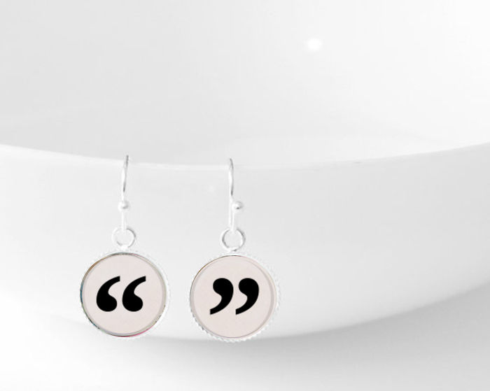 Quotes Dangle Pendant Earrings