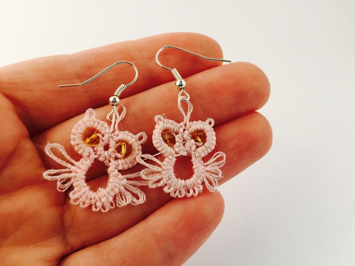 Pink Owl Earrings