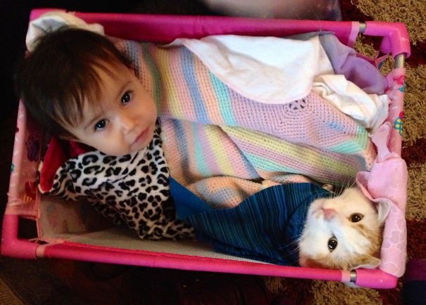 My 8yo Treats Our Baby & Cat Like Dolls.