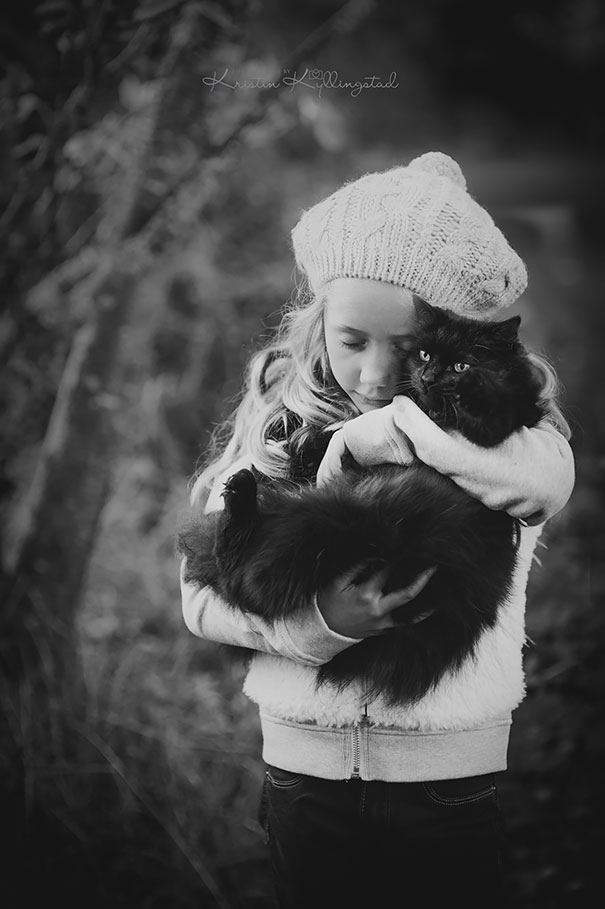 Girl And Kitten
