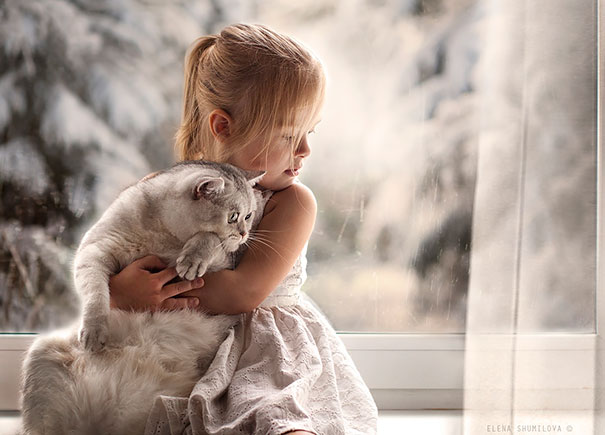 Girl And Her Cat