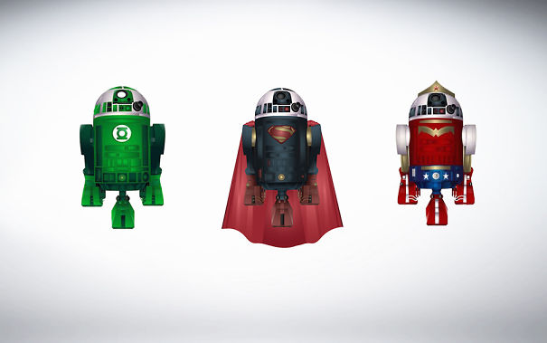 R2-d2 Meets Other Superheroes