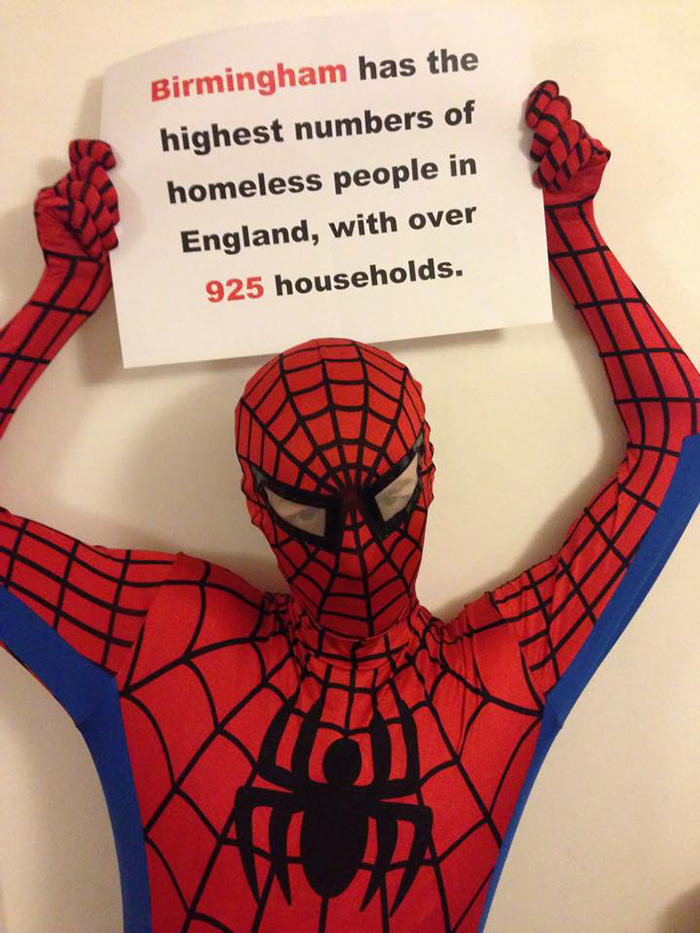 spider-man-helps-feeds-homeless-birmingham-uk-2 spider-man-helps-feeds-homeless-birmingham-uk-2