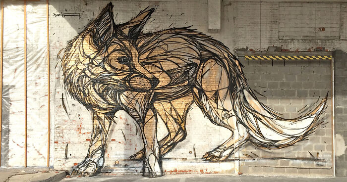 Geometric Animal Street Art By Dzia Brings Life To Abandoned Urban Areas
