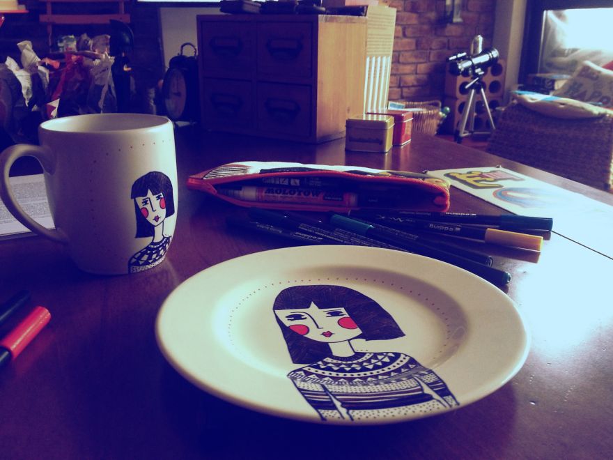 My Paintings On Porcelain Are Inspired By The People I See In French Style Cafes