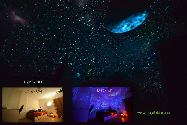 Bogi Fabian's Cosmic Landscape Glow-in-the-dark Murals